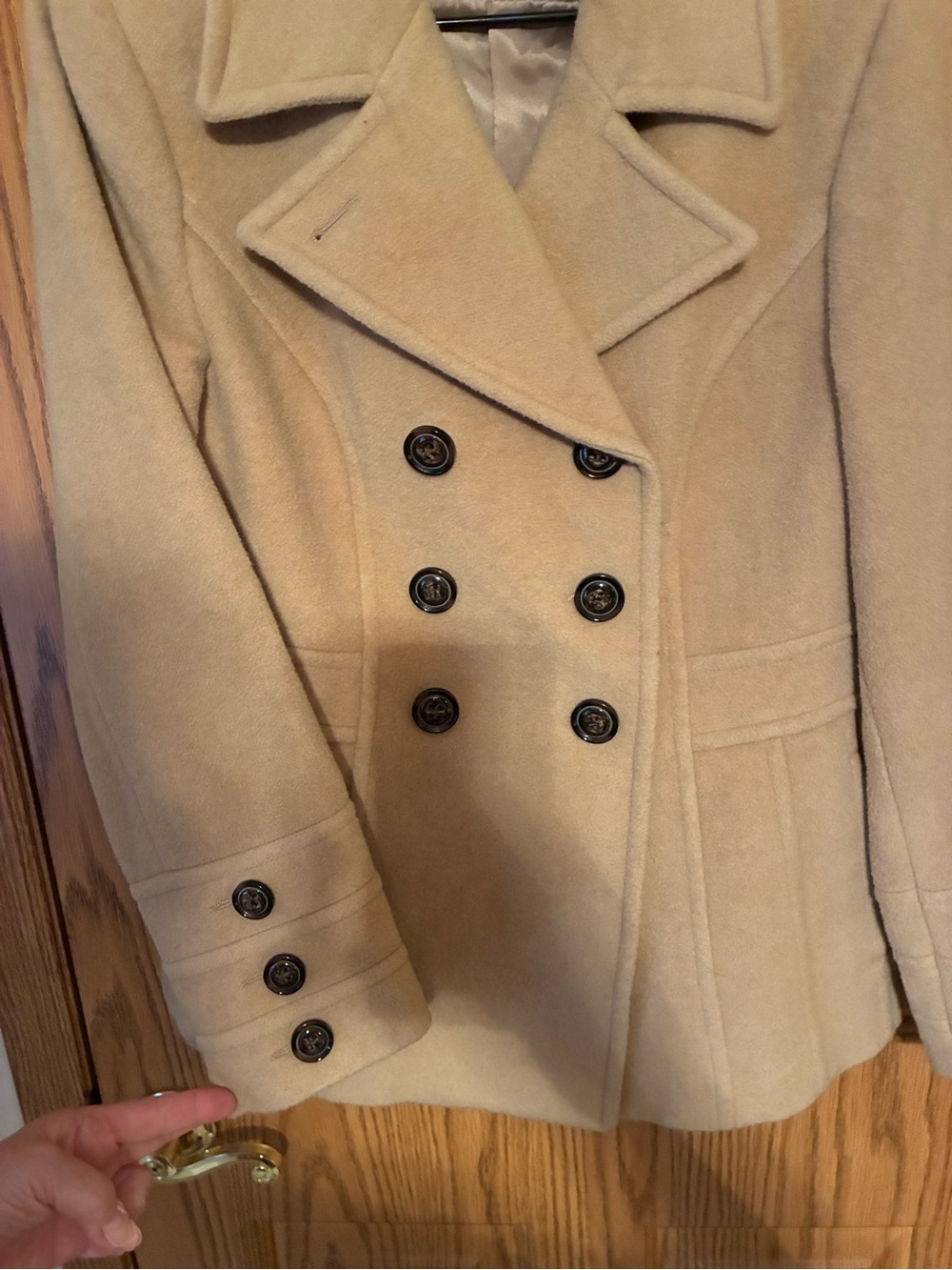 St. John's Bay Women's Double-Breasted Peacoat - Camel - Picture 3 of 6